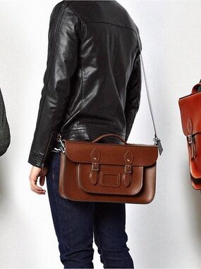 THE LEATHER SATCHEL CO tan brown leather satchel bag *as is